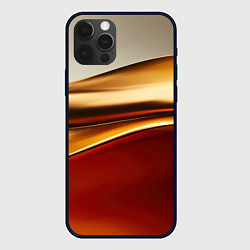 Чехол для iPhone 12 Pro Бежевые и золотистые волны, цвет: 3D-черный