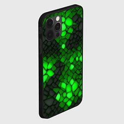 Чехол для iPhone 12 Pro Зелёный трескающийся камень, цвет: 3D-черный — фото 2