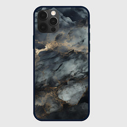 Чехол для iPhone 12 Pro Темно-серый мрамор, цвет: 3D-черный