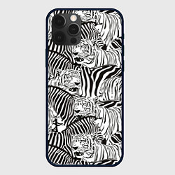 Чехол для iPhone 12 Pro Зебры и тигры, цвет: 3D-черный