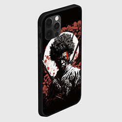 Чехол для iPhone 12 Pro Черный самурай на фоне луны, цвет: 3D-черный — фото 2