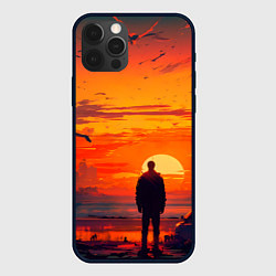 Чехол для iPhone 12 Pro Закат в пустынном городе, цвет: 3D-черный
