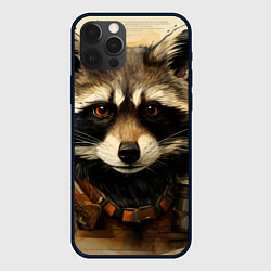 Чехол для iPhone 12 Pro Енот в стиле диаграмм Давинчи, цвет: 3D-черный