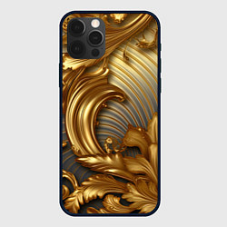 Чехол для iPhone 12 Pro Золотая текстура и абстракции, цвет: 3D-черный