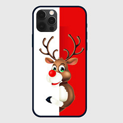 Чехол для iPhone 12 Pro Christmas deer art, цвет: 3D-черный