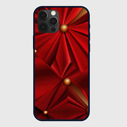 Чехол для iPhone 12 Pro Красный материал со складками, цвет: 3D-черный