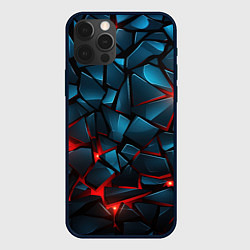 Чехол для iPhone 12 Pro Синие плиты с красным разломом, цвет: 3D-черный