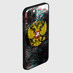 Чехол для iPhone 12 Pro Россия герб краски глитч, цвет: 3D-черный — фото 2