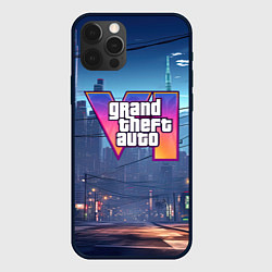 Чехол для iPhone 12 Pro GTA 6 ночной город, цвет: 3D-черный