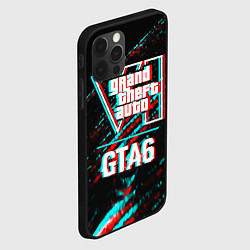 Чехол для iPhone 12 Pro GTA6 в стиле glitch и баги графики на темном фоне, цвет: 3D-черный — фото 2