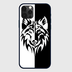 Чехол для iPhone 12 Pro Волк чёрно-белый, цвет: 3D-черный