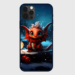 Чехол для iPhone 12 Pro Милый дракошка со светящимся шариком, цвет: 3D-черный