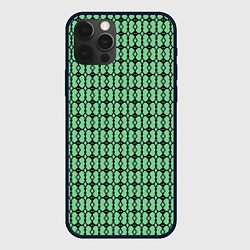Чехол для iPhone 12 Pro Чёрные узоры на зелёном, цвет: 3D-черный