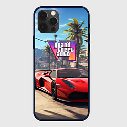 Чехол для iPhone 12 Pro GTA 6 red auto, цвет: 3D-черный