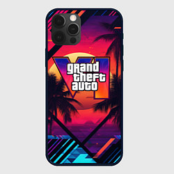 Чехол для iPhone 12 Pro GTA 6 аbstract logo, цвет: 3D-черный