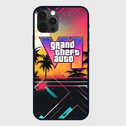 Чехол для iPhone 12 Pro GTA 6 night logo, цвет: 3D-черный
