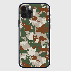 Чехол для iPhone 12 Pro Кошки - камуфляж, цвет: 3D-черный