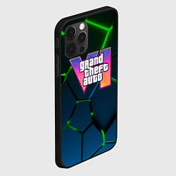 Чехол для iPhone 12 Pro GTA 6 лого на фоне разлома зеленых плит, цвет: 3D-черный — фото 2