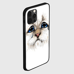 Чехол для iPhone 12 Pro Белый плачущий кот, цвет: 3D-черный — фото 2