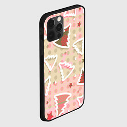 Чехол для iPhone 12 Pro Розовые узоры ёлки, цвет: 3D-черный — фото 2