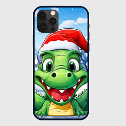 Чехол для iPhone 12 Pro Зеленый счастливый дракон новогодний, цвет: 3D-черный