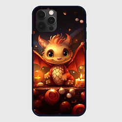 Чехол для iPhone 12 Pro Дракошка в огоньках, цвет: 3D-черный