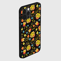 Чехол для iPhone 12 Pro Хохломская роспись разноцветные цветы, цвет: 3D-черный — фото 2