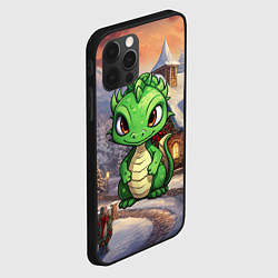 Чехол для iPhone 12 Pro Дракон и новогодний город, цвет: 3D-черный — фото 2