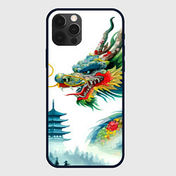 Чехол для iPhone 12 Pro Japanese watercolor dragon - art, цвет: 3D-черный