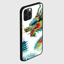 Чехол для iPhone 12 Pro Japanese watercolor dragon - art, цвет: 3D-черный — фото 2