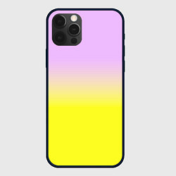 Чехол для iPhone 12 Pro Бледно-розовый и ярко-желтый градиент, цвет: 3D-черный