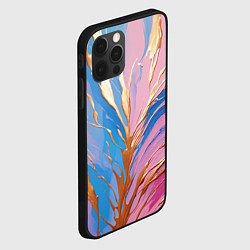 Чехол для iPhone 12 Pro Жидкая краска синего и розового цвета с золотой кр, цвет: 3D-черный — фото 2