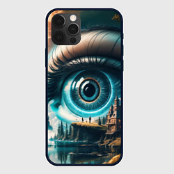 Чехол для iPhone 12 Pro Сюрреалистический глаз и пейзаж, цвет: 3D-черный