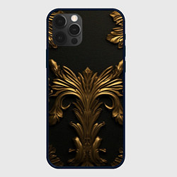 Чехол для iPhone 12 Pro Темные золотые узоры, цвет: 3D-черный