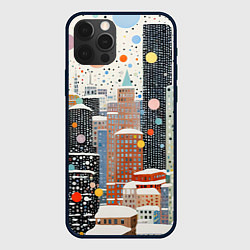 Чехол для iPhone 12 Pro Новогодний город, цвет: 3D-черный