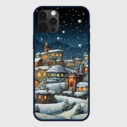 Чехол для iPhone 12 Pro Новогодний городок ночной, цвет: 3D-черный