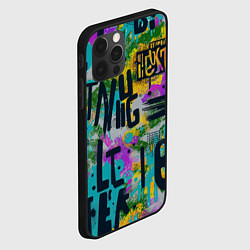 Чехол для iPhone 12 Pro Загадочный абстрактный текст на ярком фоне, цвет: 3D-черный — фото 2