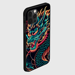 Чехол для iPhone 12 Pro Неоновое ирезуми японского дракона, цвет: 3D-черный — фото 2