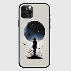 Чехол для iPhone 12 Pro Силуэт девушки на фоне космоса, цвет: 3D-черный
