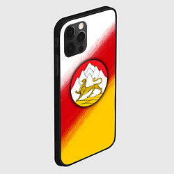 Чехол для iPhone 12 Pro Герб Осетии на фоне, цвет: 3D-черный — фото 2
