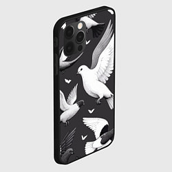 Чехол для iPhone 12 Pro Белые сизые голуби летящие в небе, цвет: 3D-черный — фото 2