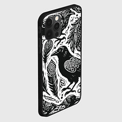 Чехол для iPhone 12 Pro Черные вороны руны паттерн, цвет: 3D-черный — фото 2