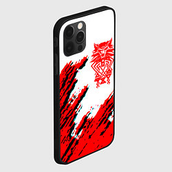 Чехол для iPhone 12 Pro Ведьмак геральт красные краски лого волк, цвет: 3D-черный — фото 2