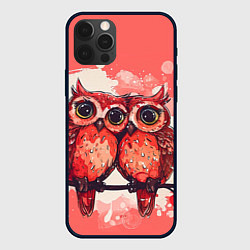 Чехол для iPhone 12 Pro Влюбленные совушки, цвет: 3D-черный