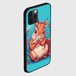 Чехол для iPhone 12 Pro Влюбленная белочка с цветами, цвет: 3D-черный — фото 2