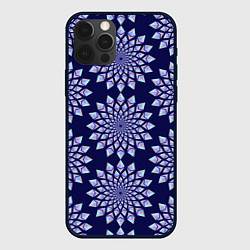 Чехол для iPhone 12 Pro Криптовалюта Эфириум паттерн по кругу на синем, цвет: 3D-черный