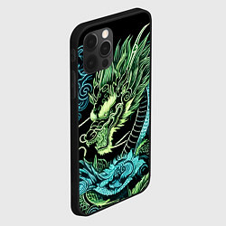 Чехол для iPhone 12 Pro Ирезуми - неоновый японский дракон, цвет: 3D-черный — фото 2