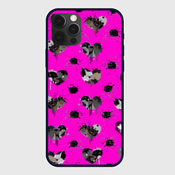 Чехол для iPhone 12 Pro Брызги и капли в форме черного сердца, цвет: 3D-черный