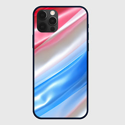 Чехол для iPhone 12 Pro Белые синие красные светлые полосы абстракции, цвет: 3D-черный