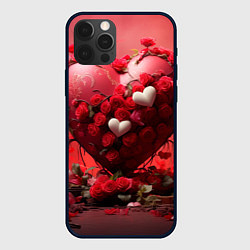 Чехол для iPhone 12 Pro Сердце и розы 14 февраля, цвет: 3D-черный
